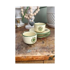 Vintage Clarice Cliff Sundew Espresso Cups Saucers Art Deco Floral Pottery Sunny